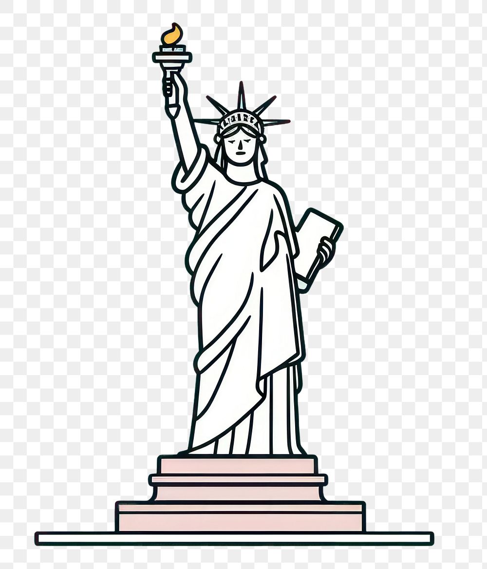 PNG Statue of liberty sculpture cartoon representation. AI generated Image by rawpixel.