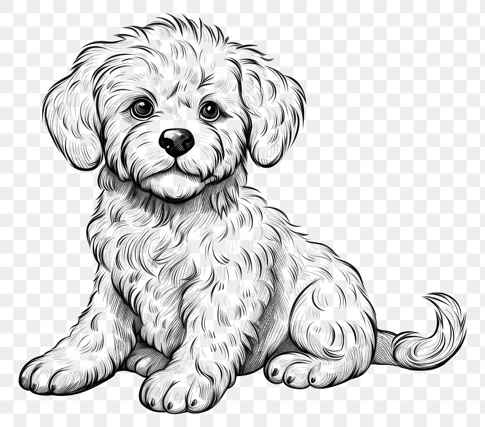 PNG Cute dog sketch drawing mammal. AI generated Image by rawpixel.