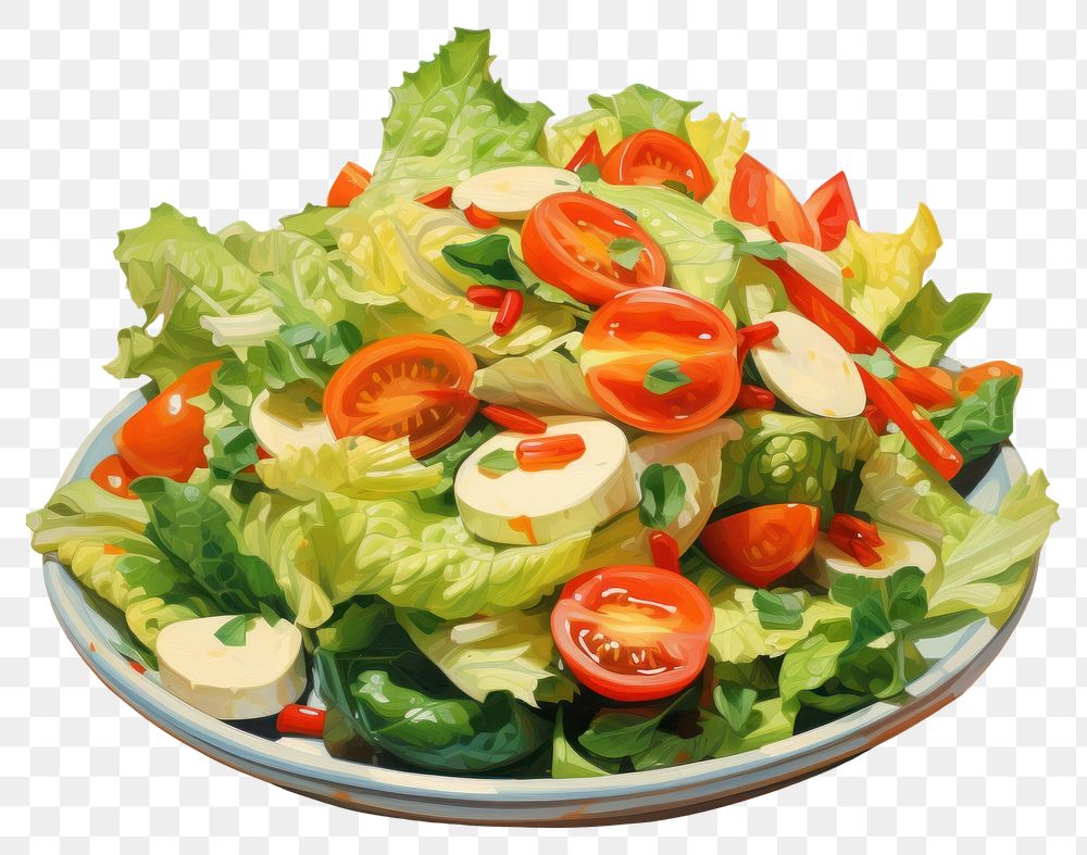 PNG Salad vegetable lettuce plate. AI generated Image by rawpixel.