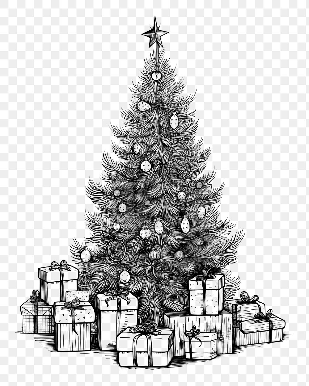 PNG Minimal christmas tree box winter sketch. AI generated Image by rawpixel.