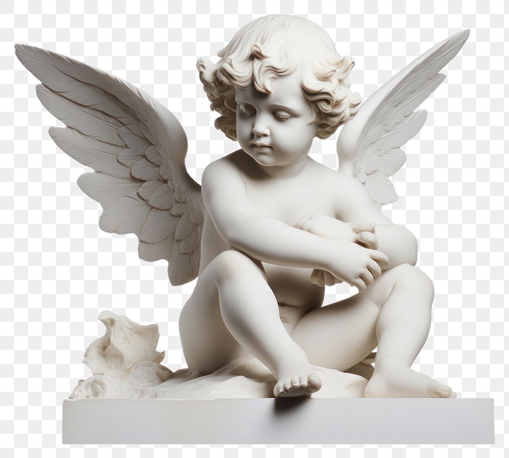 PNG Cherub angel white white background. AI generated Image by rawpixel.