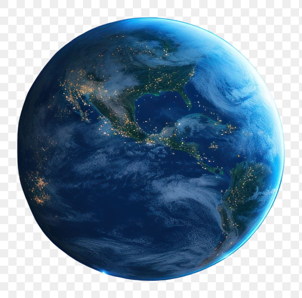 PNG  Glowing planet earth space globe meteorology. AI generated Image by rawpixel.