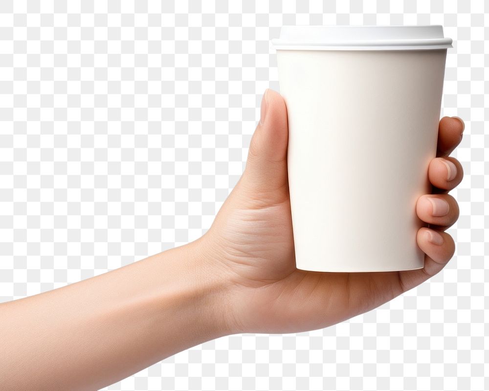 PNG Hand holding coffee cup mug white background refreshment. AI generated Image by rawpixel.