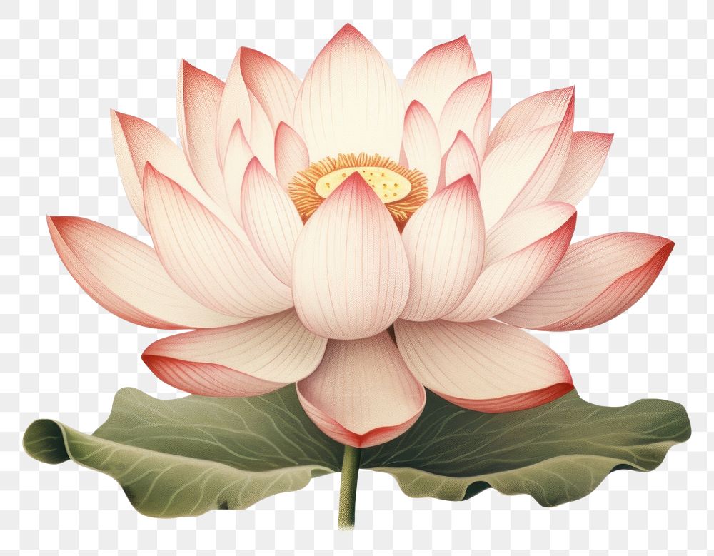 PNG Vintage lotus flower petal. AI generated Image by rawpixel.