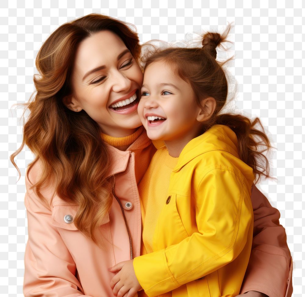 PNG Cheerful lovely daugther and mother hugging laughing family child. AI generated Image by rawpixel.
