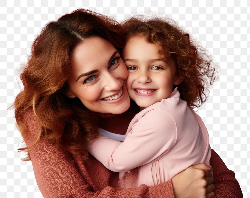 PNG Cheerful lovely daugther and mother hugging laughing portrait family. AI generated Image by rawpixel.
