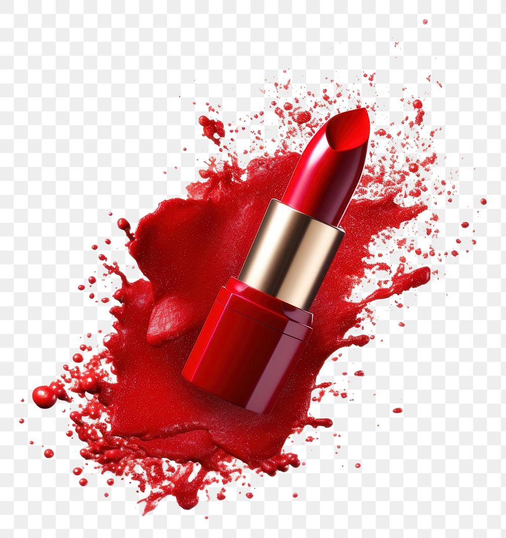 PNG  Red lipstick cosmetics splattered magenta. AI generated Image by rawpixel.