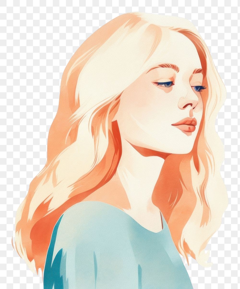 PNG Blonde woman portrait drawing sketch. AI generated Image by rawpixel.