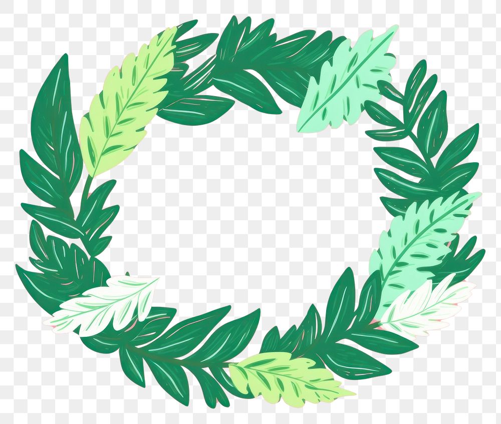 PNG Tropical leaves wreath pattern green plant. AI generated Image by rawpixel.