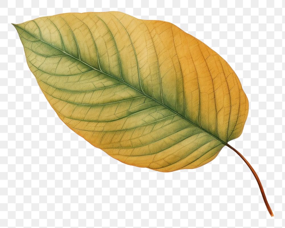 PNG Green leaf turning brown plant tree white background. AI generated Image by rawpixel.