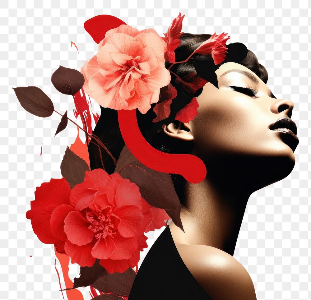 PNG Girl power graphics flower adult. AI generated Image by rawpixel.