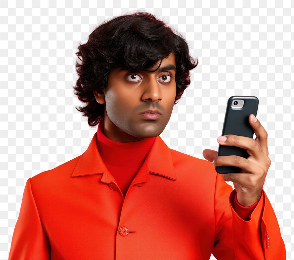 PNG An 27 yo indian pointing at his phone photography portrait looking. AI generated Image by rawpixel.