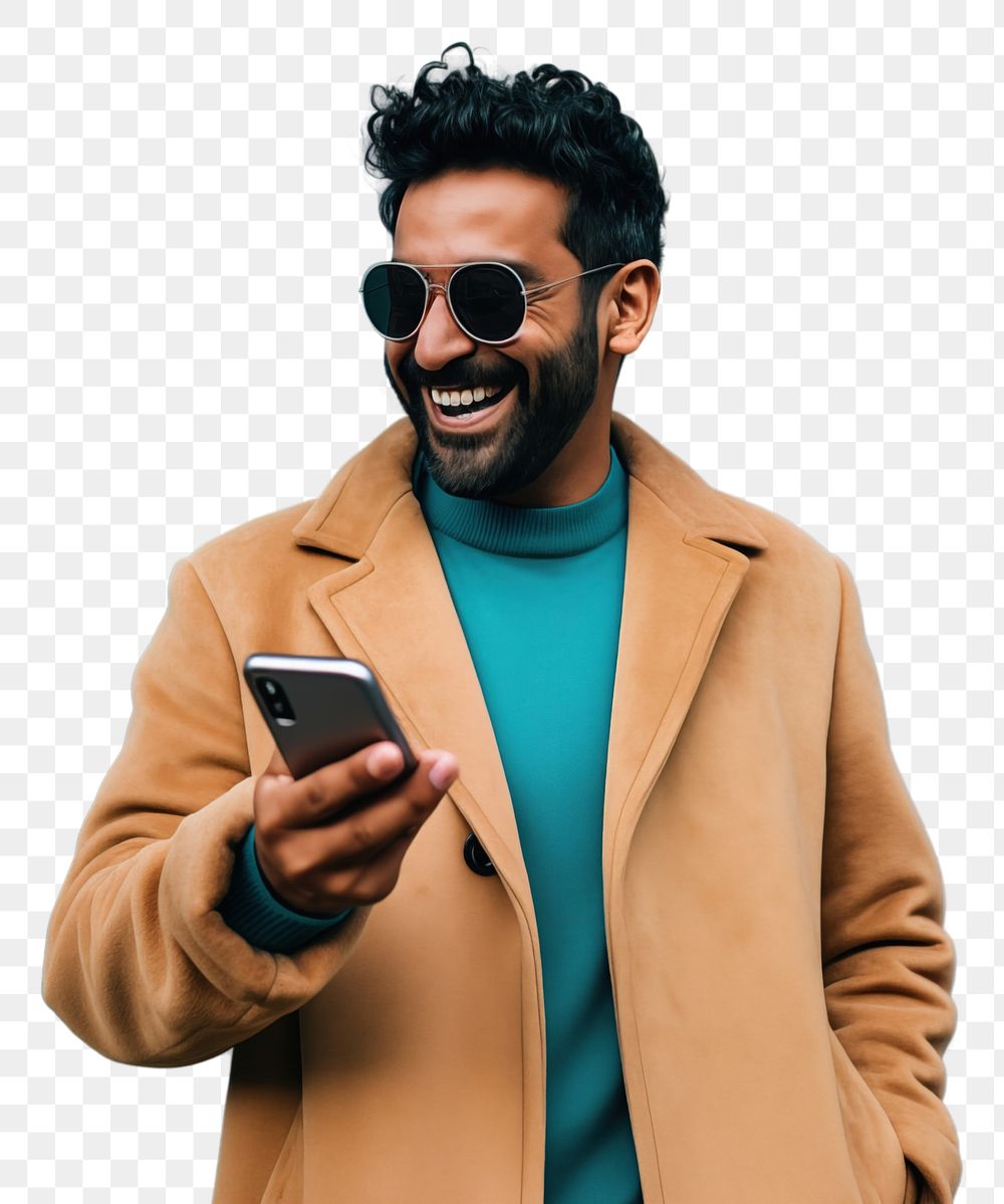 PNG An 27 yo indian pointing at his phone photography happiness portrait. AI generated Image by rawpixel.