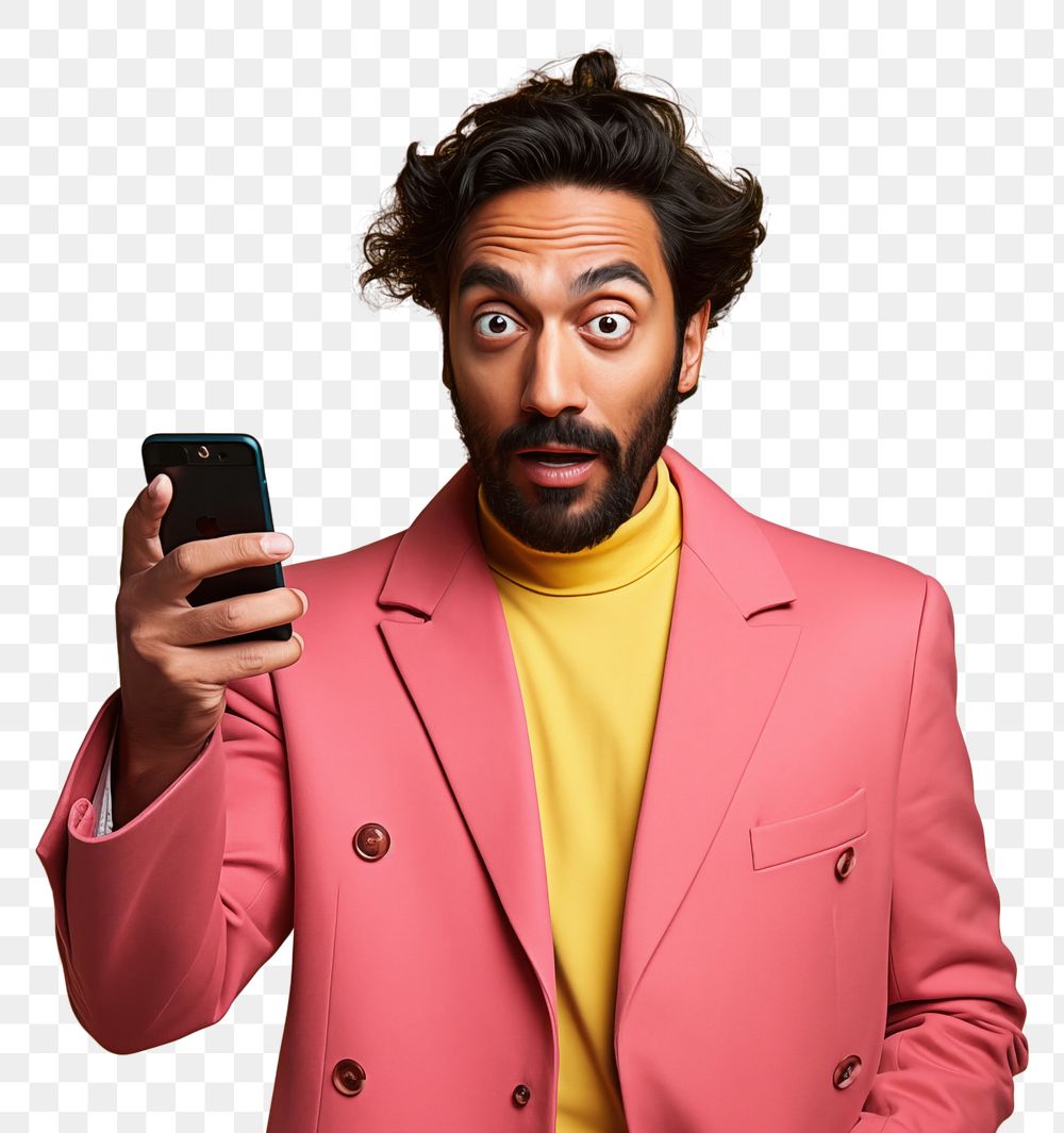 PNG An 27 yo indian pointing at his phone photography portrait fashion. AI generated Image by rawpixel.