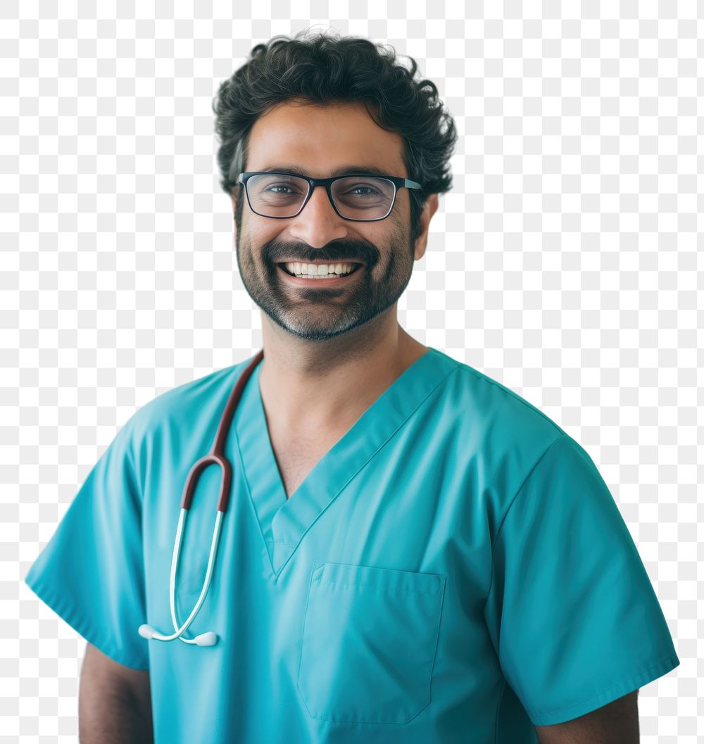 PNG A happy 27 yo doctor from india working in the hospital glasses adult nurse. AI generated Image by rawpixel.
