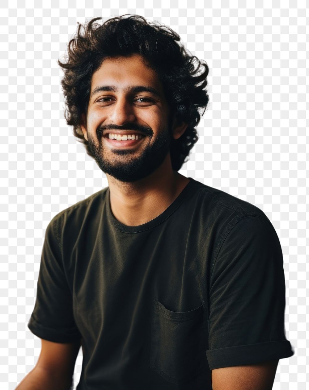 PNG A happy 27 yo Graphic Designer from india working in minimal office computer adult smile. AI generated Image by rawpixel.
