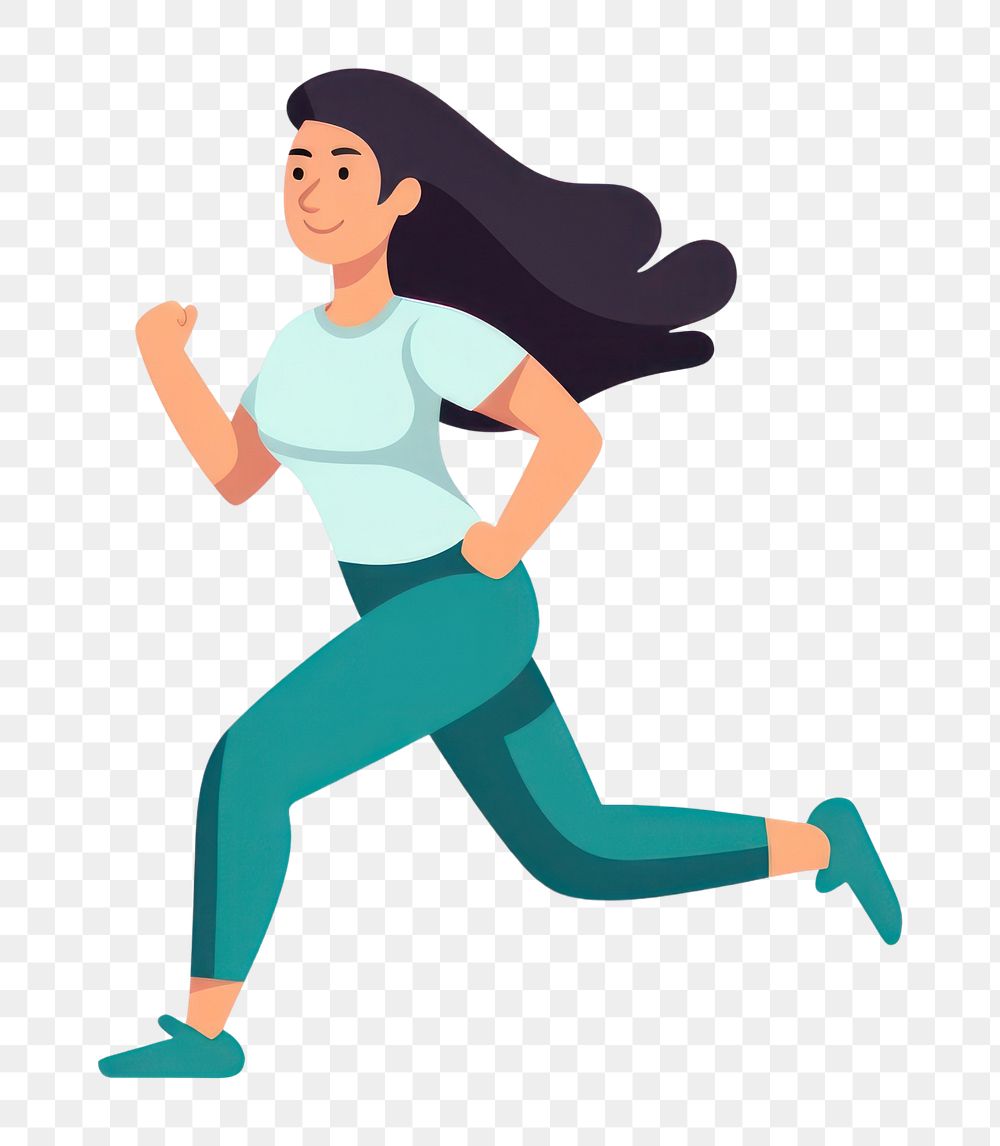 PNG Woman running cartoon adult determination. AI generated Image by rawpixel.