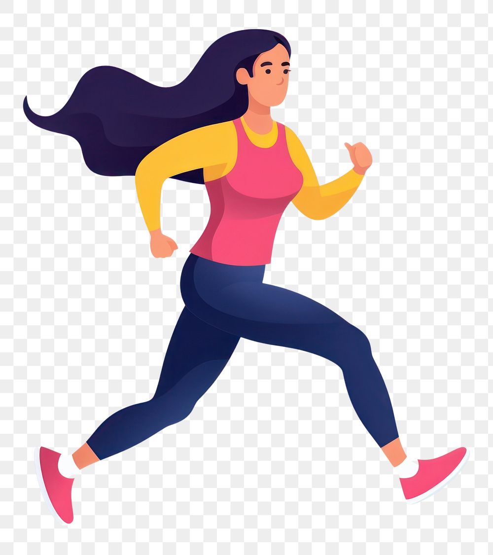 PNG Woman running jogging cartoon adult. AI generated Image by rawpixel.