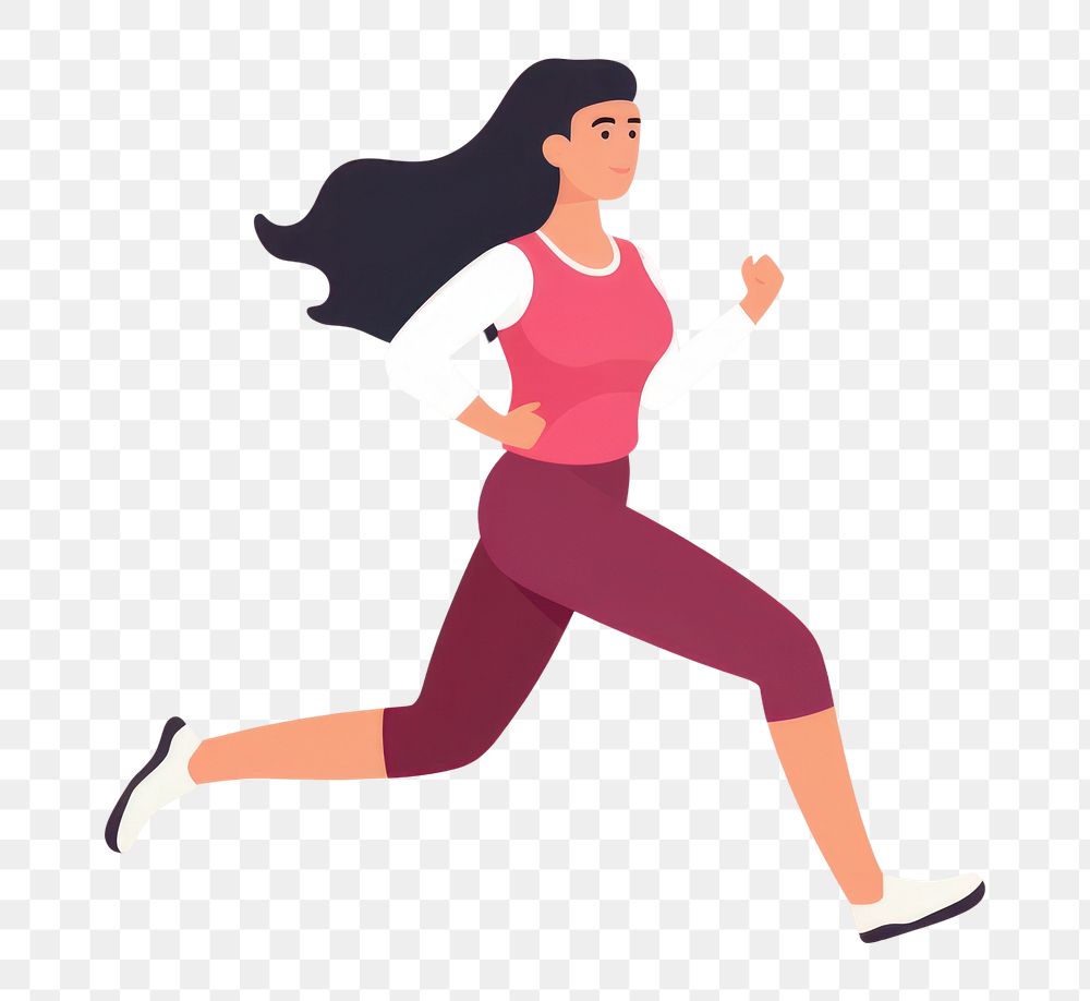 PNG Woman running footwear jogging cartoon. AI generated Image by rawpixel.