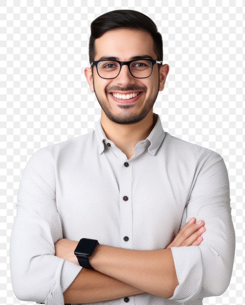 PNG  Man smile portrait glasses. AI generated Image by rawpixel.