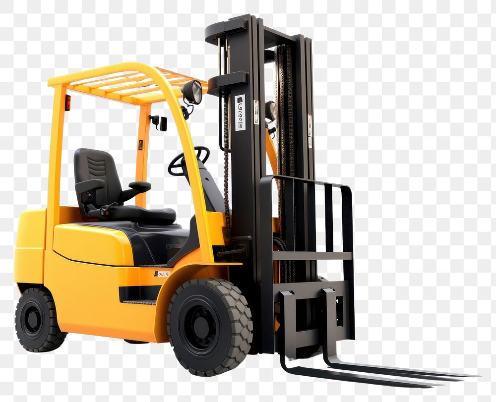 PNG  Electric forklift white background delivering equipment. AI generated Image by rawpixel.