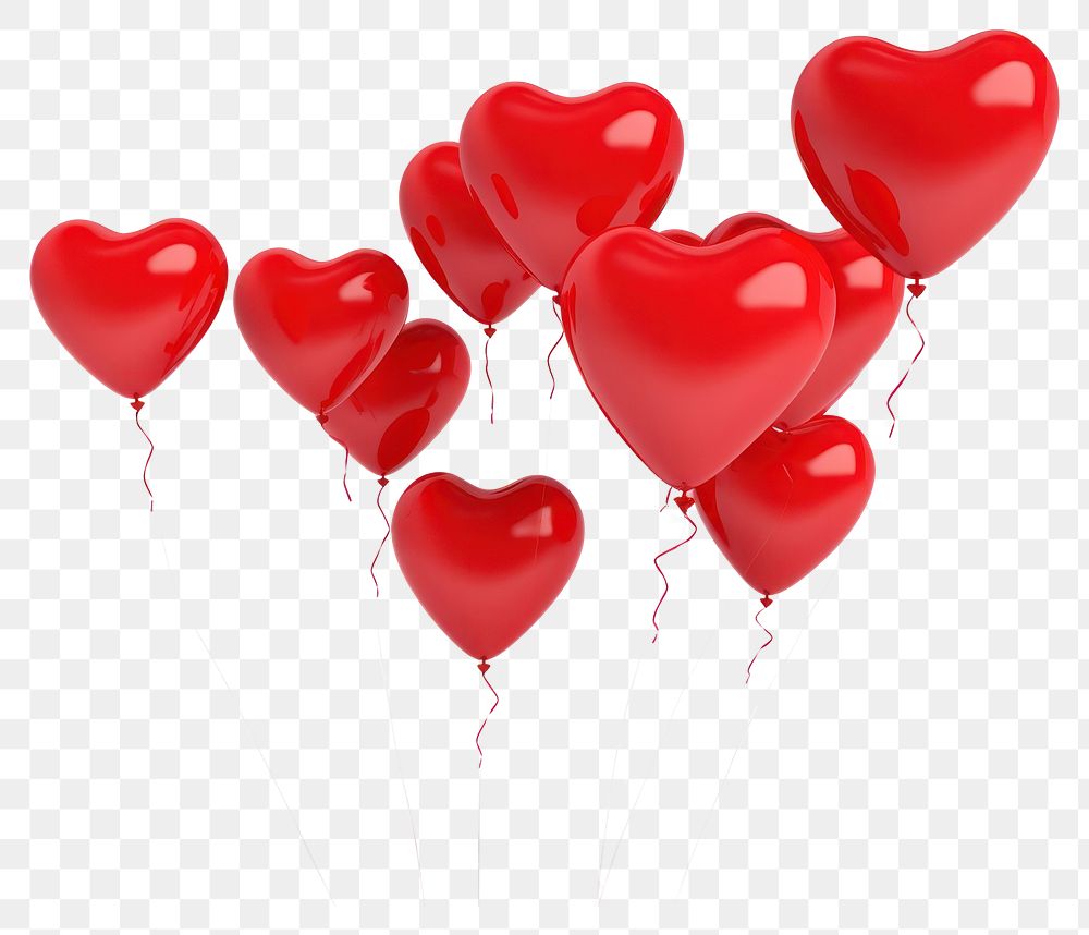 PNG  Balloons heart red white background. AI generated Image by rawpixel.