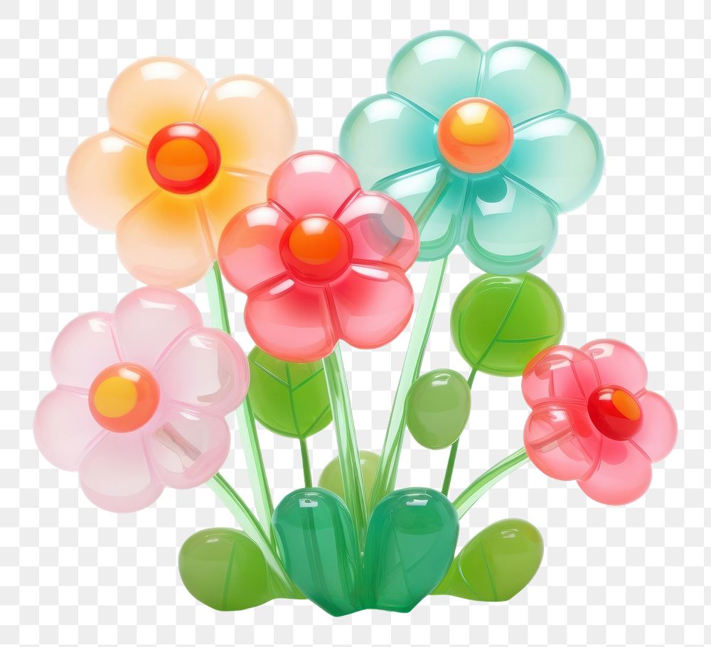 PNG Simple colorful flowers and a green bush sweets plant white background. .