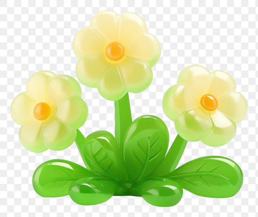 PNG Simple flowers and a green bush petal plant white background. 