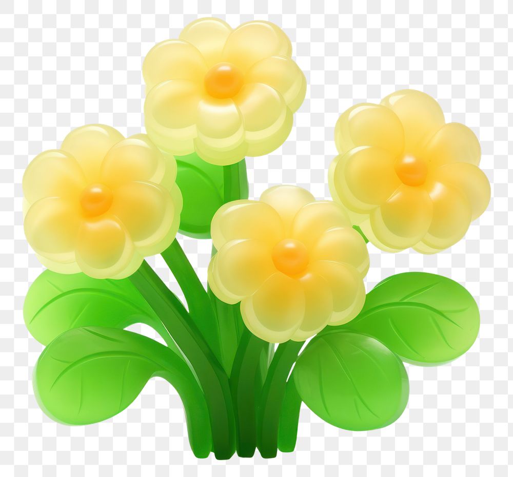 PNG Simple flowers and a green bush daffodil petal plant. AI generated Image by rawpixel.
