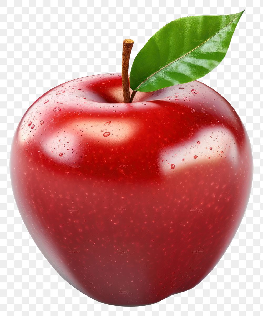 PNG Red apple with leaf fruit plant food. AI generated Image by rawpixel.
