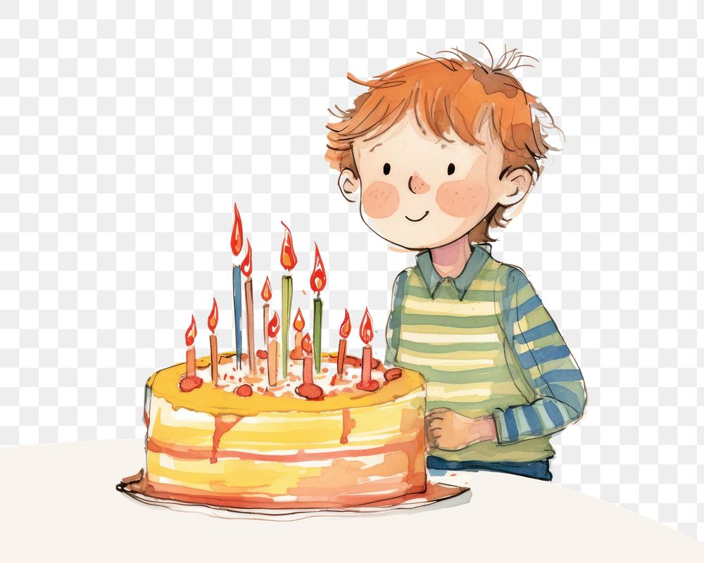 PNG Kid blow birthday cake drawing dessert sketch. AI generated Image by rawpixel.