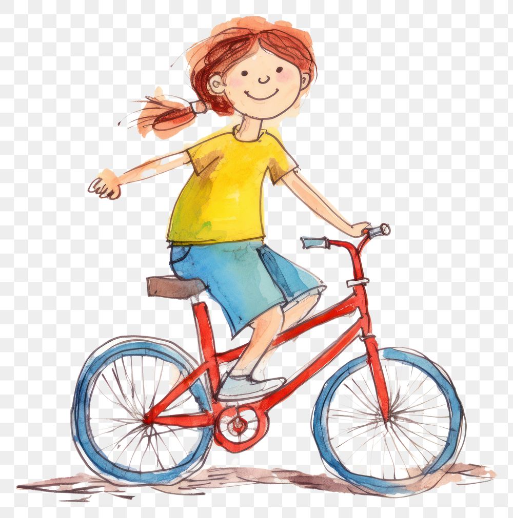PNG Kid ride a bicycle vehicle drawing wheel. AI generated Image by rawpixel.