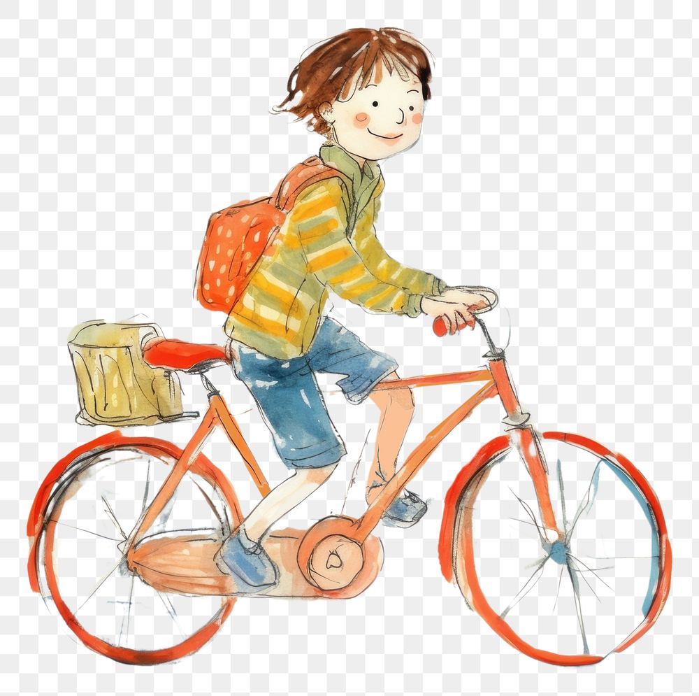 PNG Kid ride a bicycle vehicle drawing sketch. AI generated Image by rawpixel.