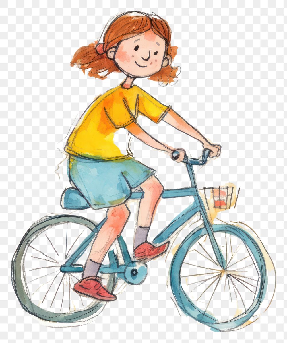 PNG Kid ride a bicycle vehicle cycling drawing. AI generated Image by rawpixel.