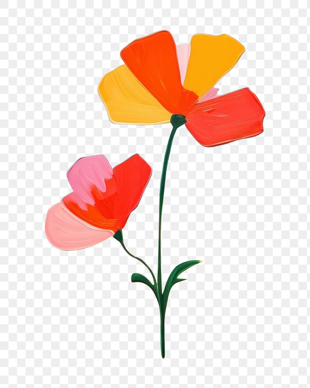 PNG Simple flower with lawn on hill painting plant art. AI generated Image by rawpixel.