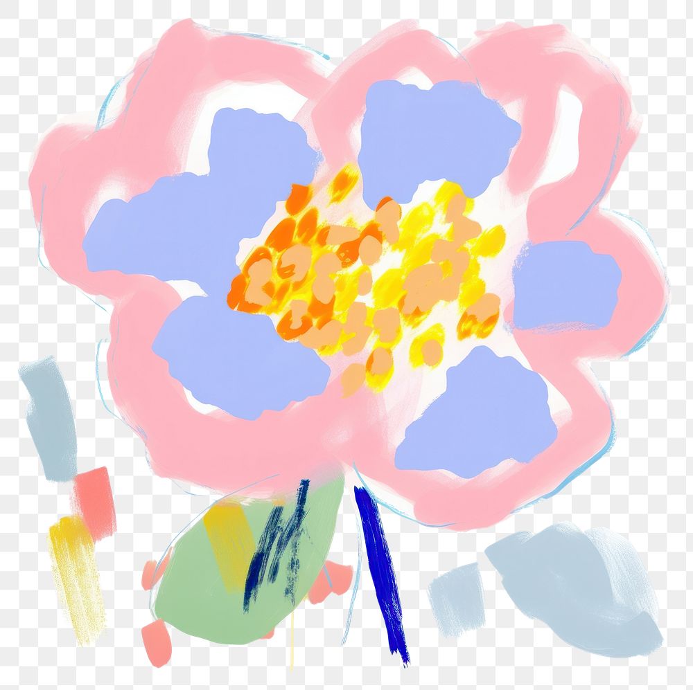 PNG A flower painting abstract brush. AI generated Image by rawpixel.