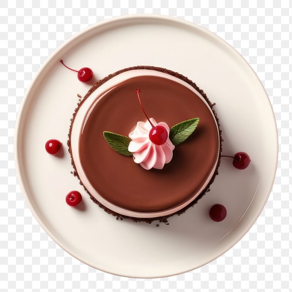 PNG  Mousse cake dessert mousse plate. AI generated Image by rawpixel.