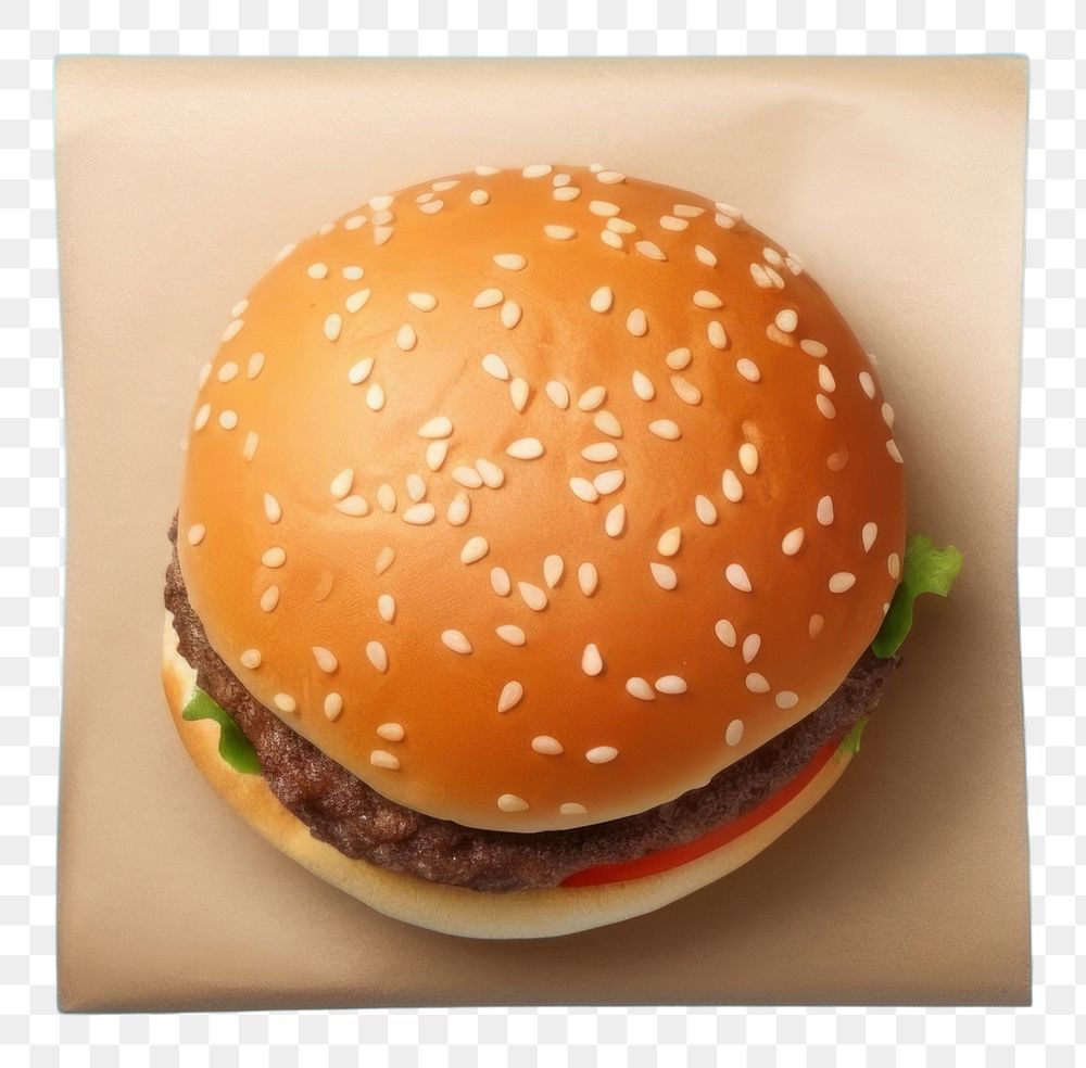 PNG  Burger bun sesame food blue background. AI generated Image by rawpixel.