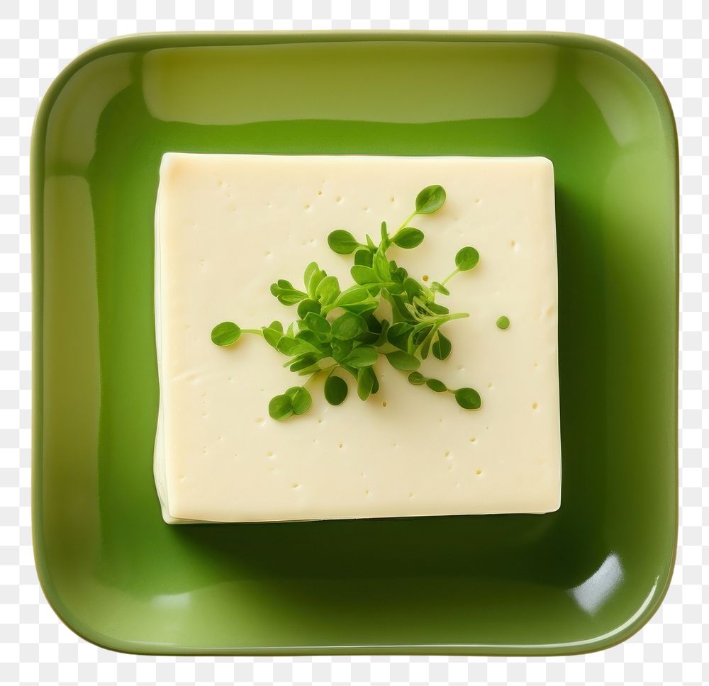 PNG  Bean curd plate food meal. AI generated Image by rawpixel.