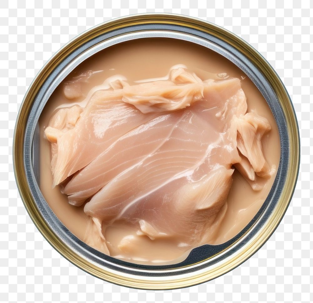 PNG  Canned Albacore Tuna blue food blue background. AI generated Image by rawpixel.