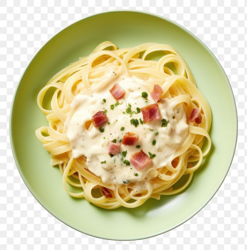 PNG  Carbonara with white sauce carbonara spaghetti pasta. AI generated Image by rawpixel.