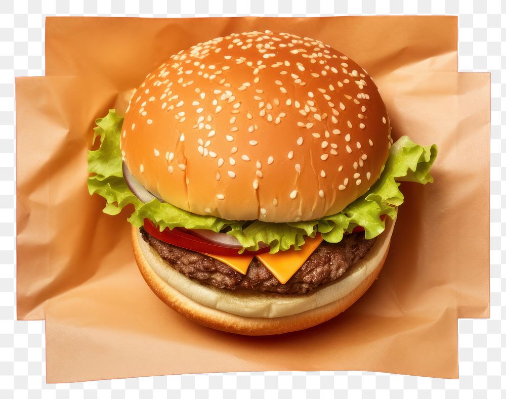 PNG  Cheeseburger paper food red. AI generated Image by rawpixel.