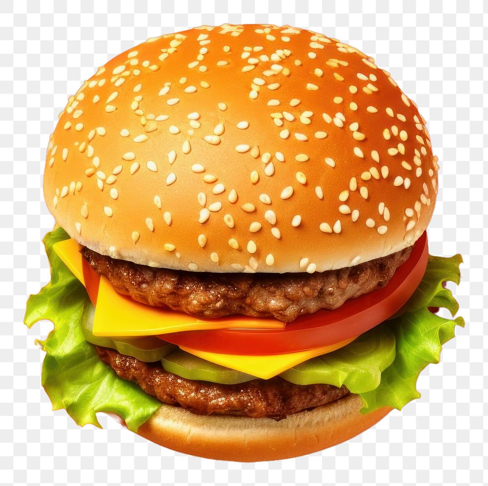 PNG  Burger food hamburger vegetable. AI generated Image by rawpixel.