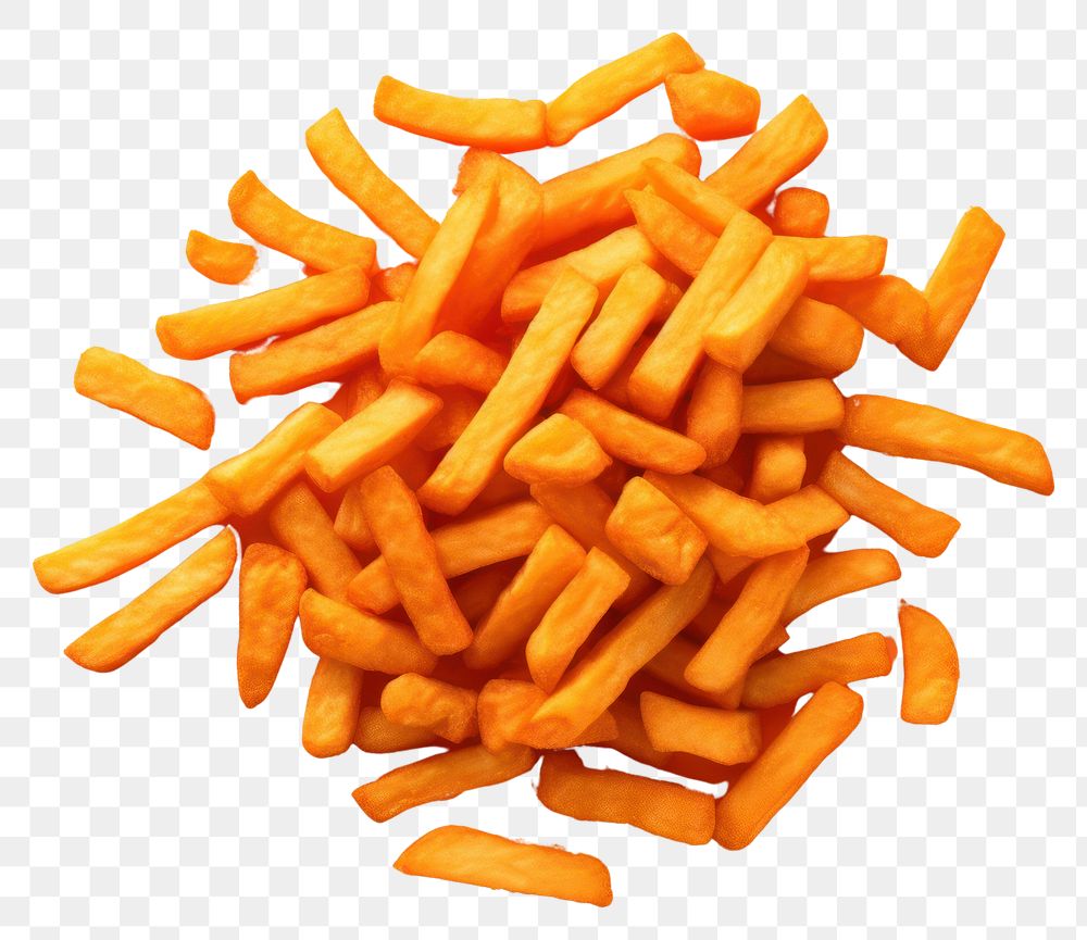 PNG  Crispy chicken fries food orange background freshness. AI generated Image by rawpixel.