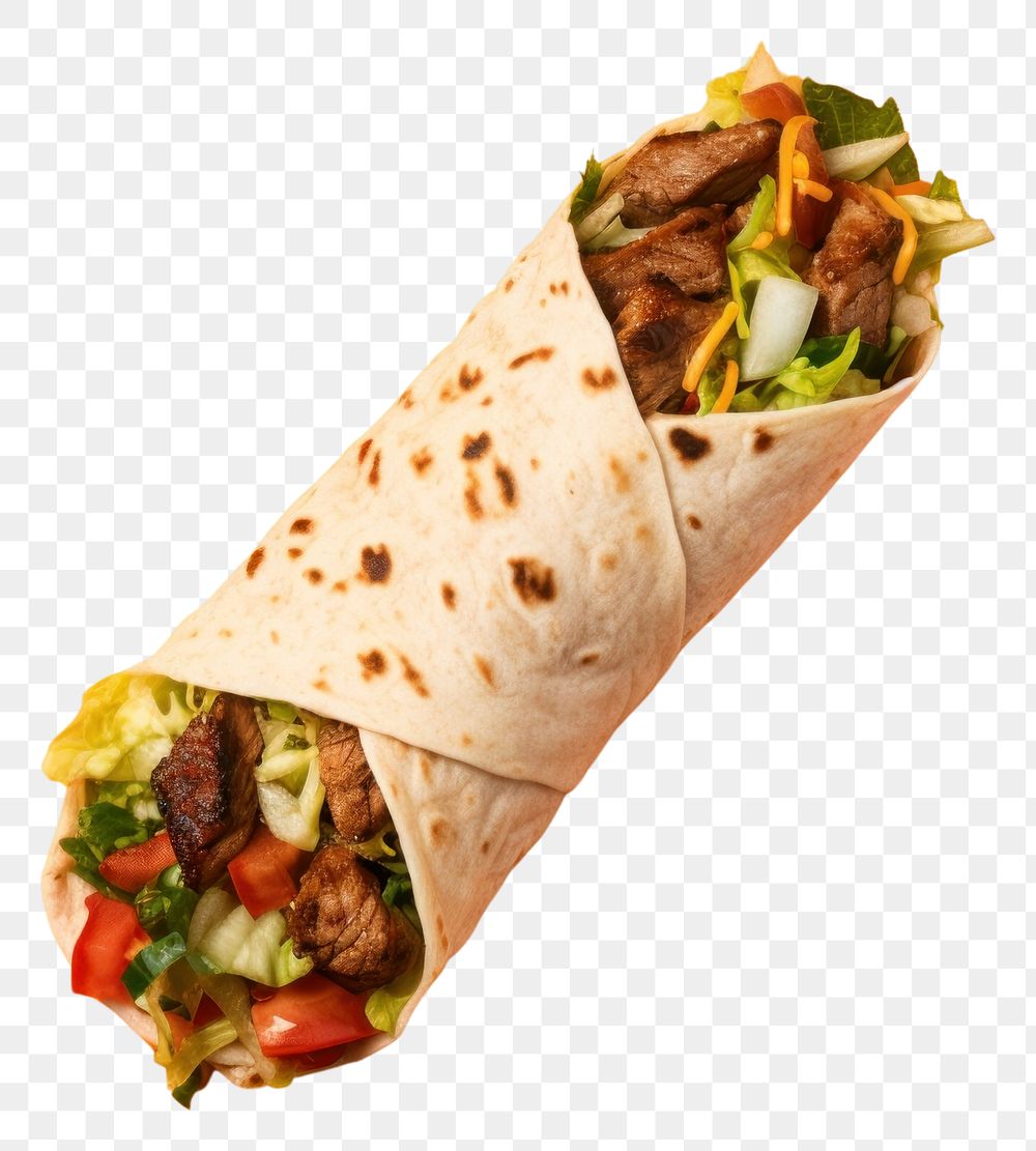 PNG  Delicious kebab burrito bread food. AI generated Image by rawpixel.