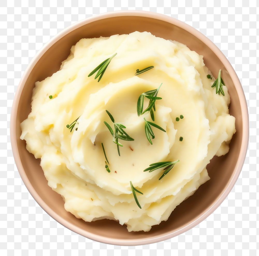 PNG  Delicious mashed potato plate food vegetable. AI generated Image by rawpixel.