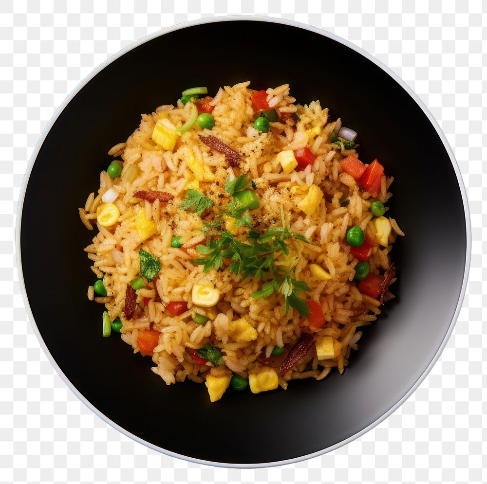 PNG  Fried rice plate food vegetable. AI generated Image by rawpixel.