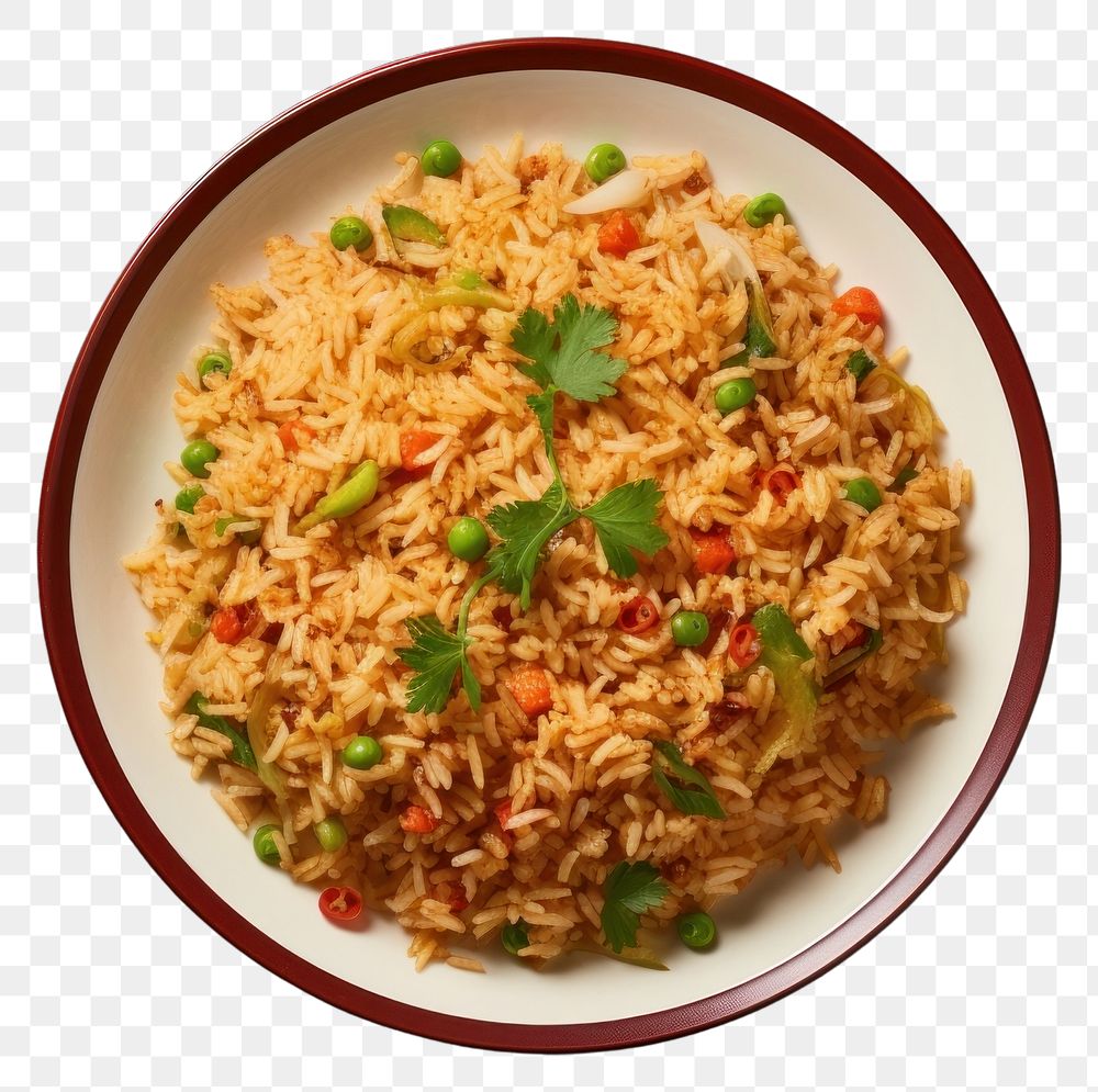 PNG  Fried rice plate food vegetable. AI generated Image by rawpixel.