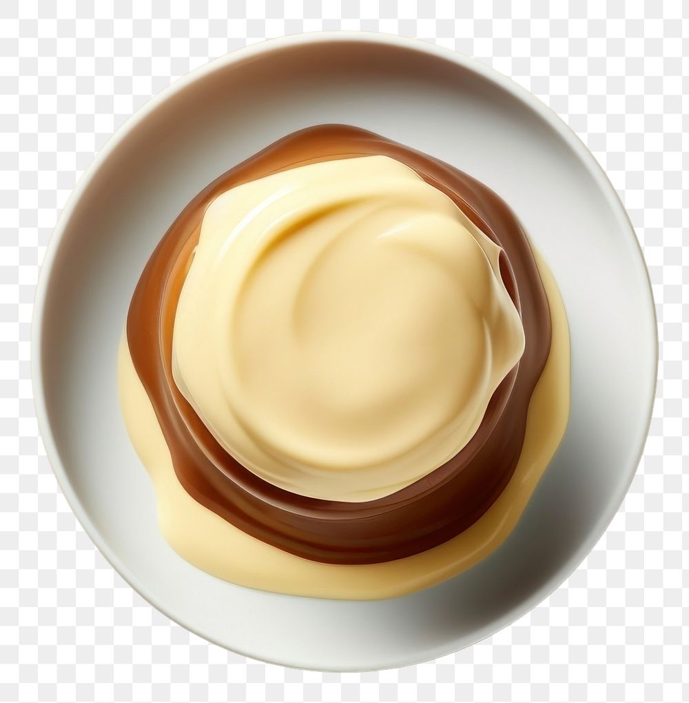 PNG  Pudding dessert plate cream. AI generated Image by rawpixel.