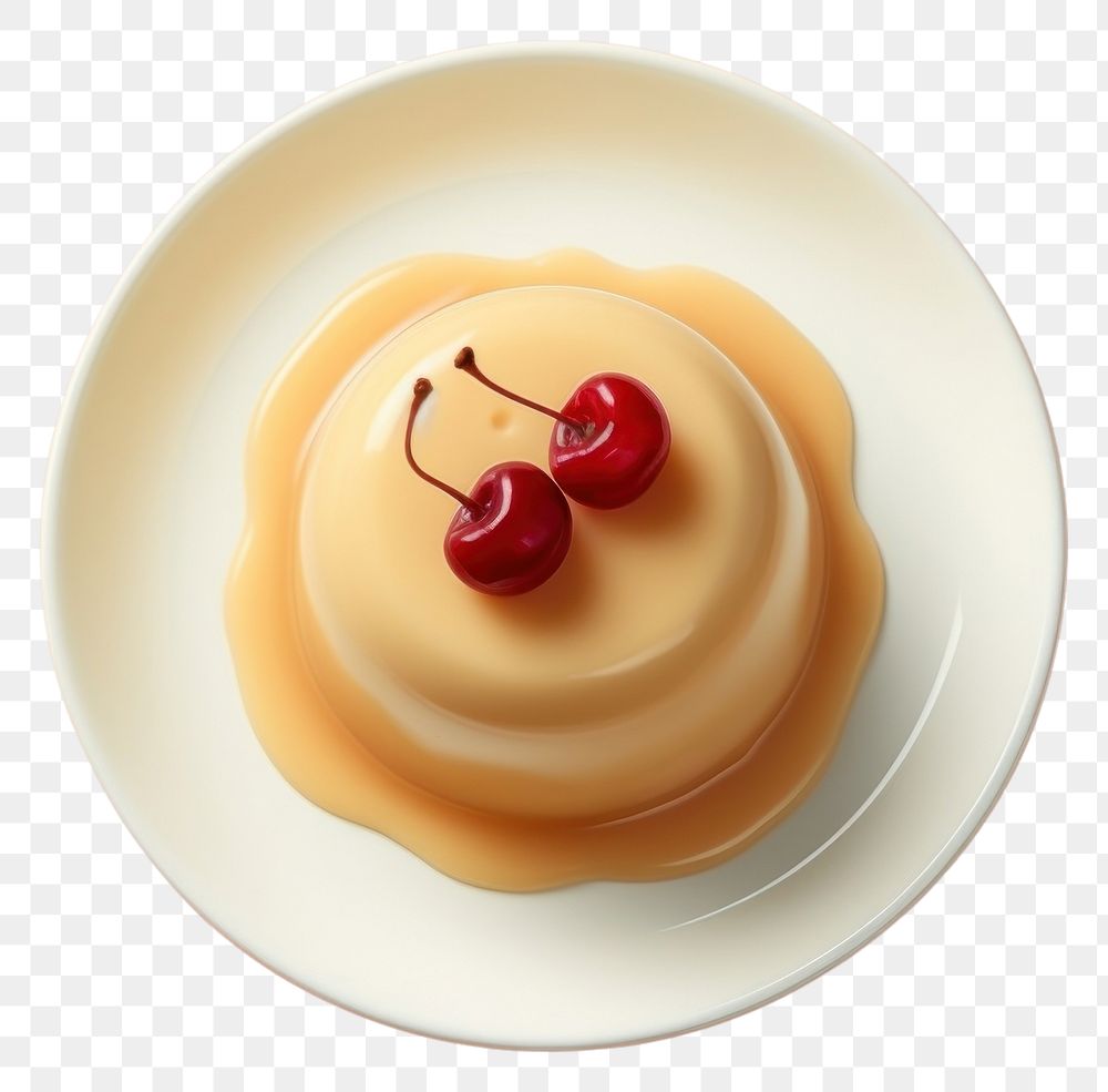 PNG  Pudding dessert cream plate. AI generated Image by rawpixel.